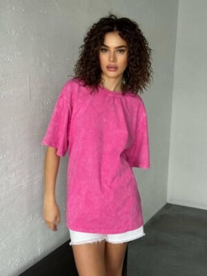 Marškinėliai oversize pink