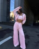 Trijų dalių veliūro kostiumas Baby Pink - Image 3